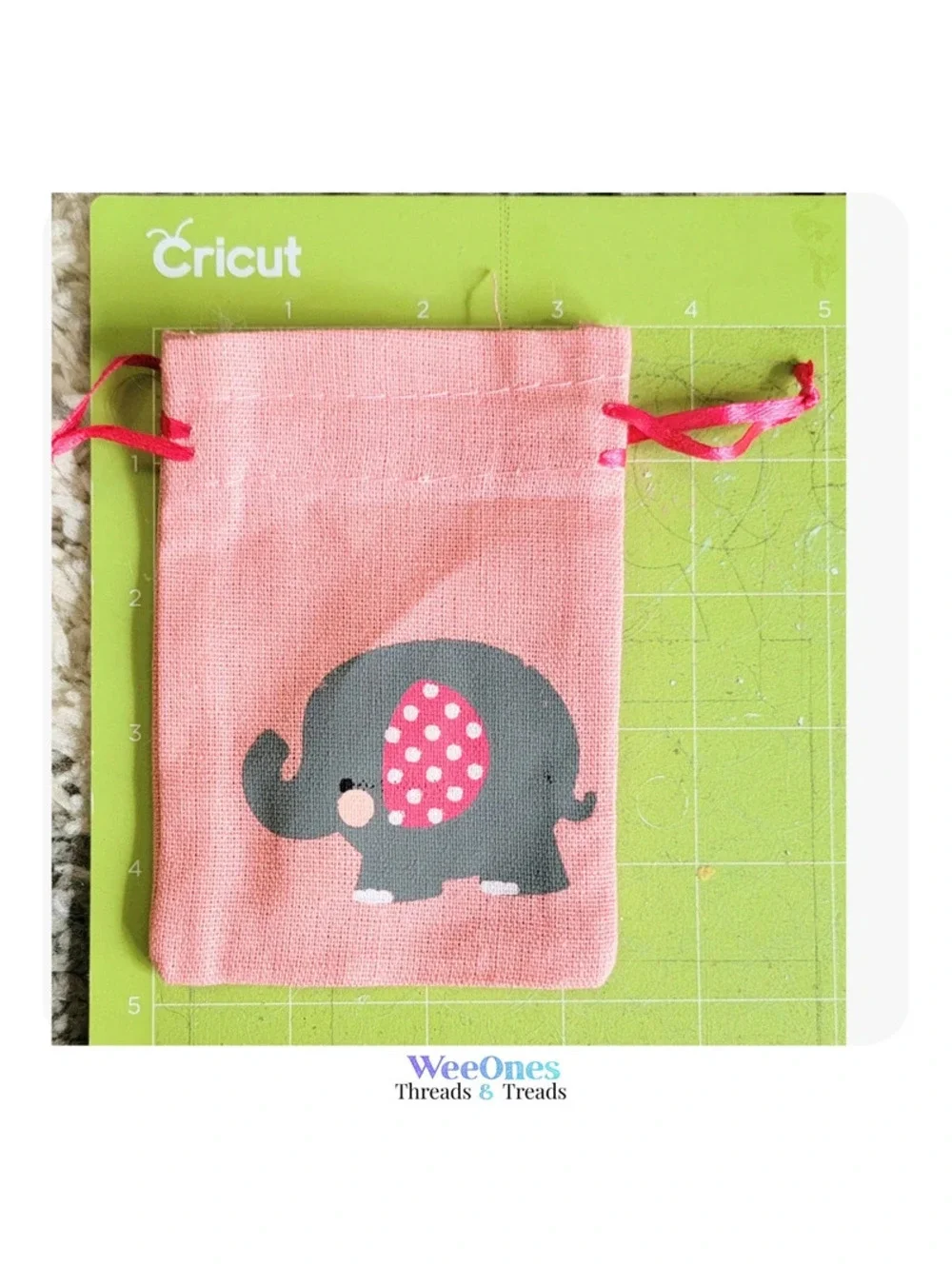Set of 12 Elephant Drawstring Baby Shower Favor Bags Pink & White Fabric NwoT
